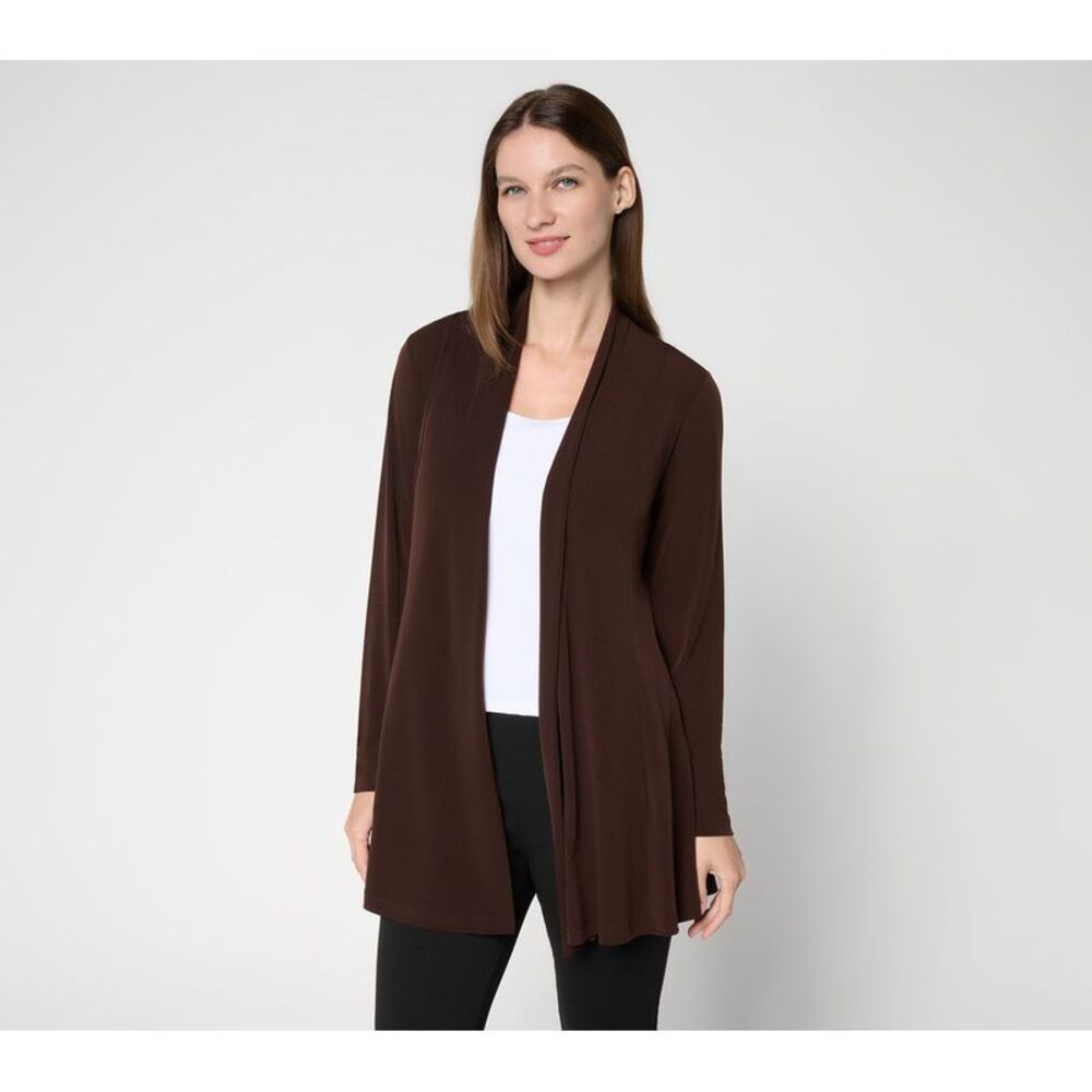 Susan Graver Women's Top Sweater Sz M Essentials Liquid Knit Brown